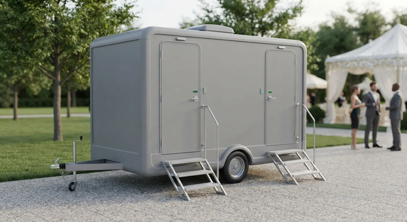 2 stall restroom trailer from our Auburn fleet