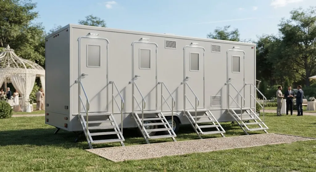 4 stall restroom trailer from our Auburn fleet